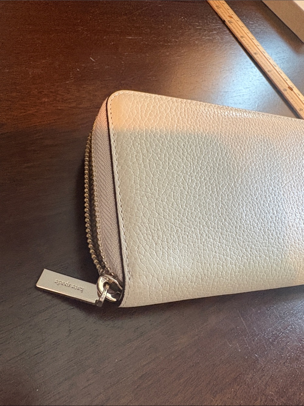 kate spade Cream and White Pebbled Leather Zip Wallet - Picture 16 of 17